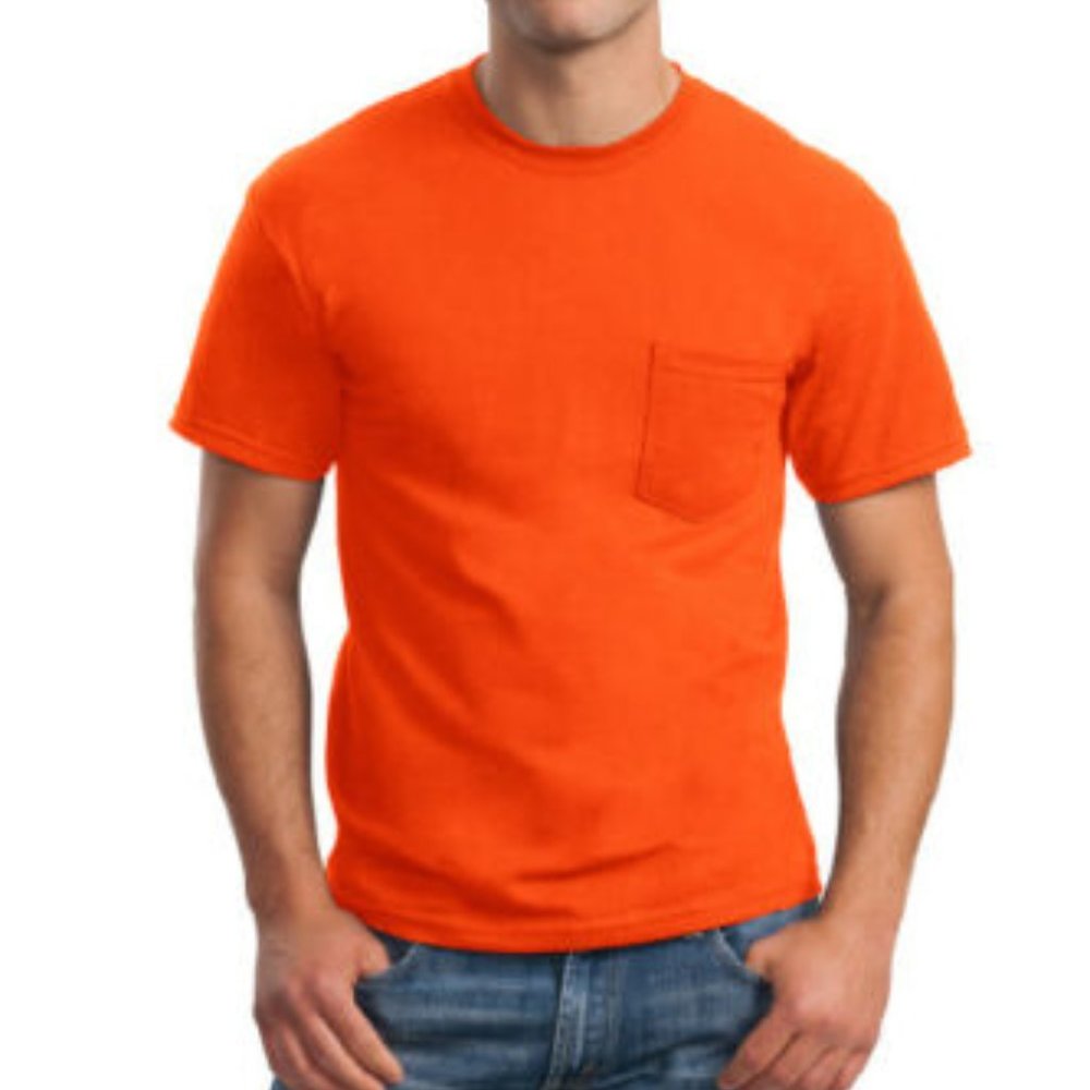 DieHard Men's High Visibility Safety Orange Pocket Tee
